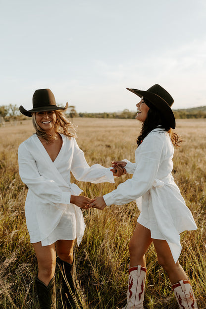 The Willow Linen Wrap Dress