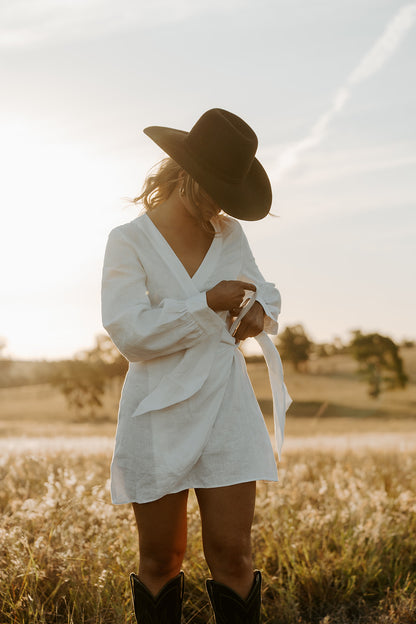 The Willow Linen Wrap Dress